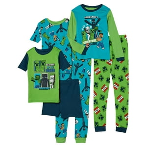 Conjunto De Pijama Minecraft Boys, 6 Piezas, Algodón, Ajuste Ceñido, 8 Ee. Uu.