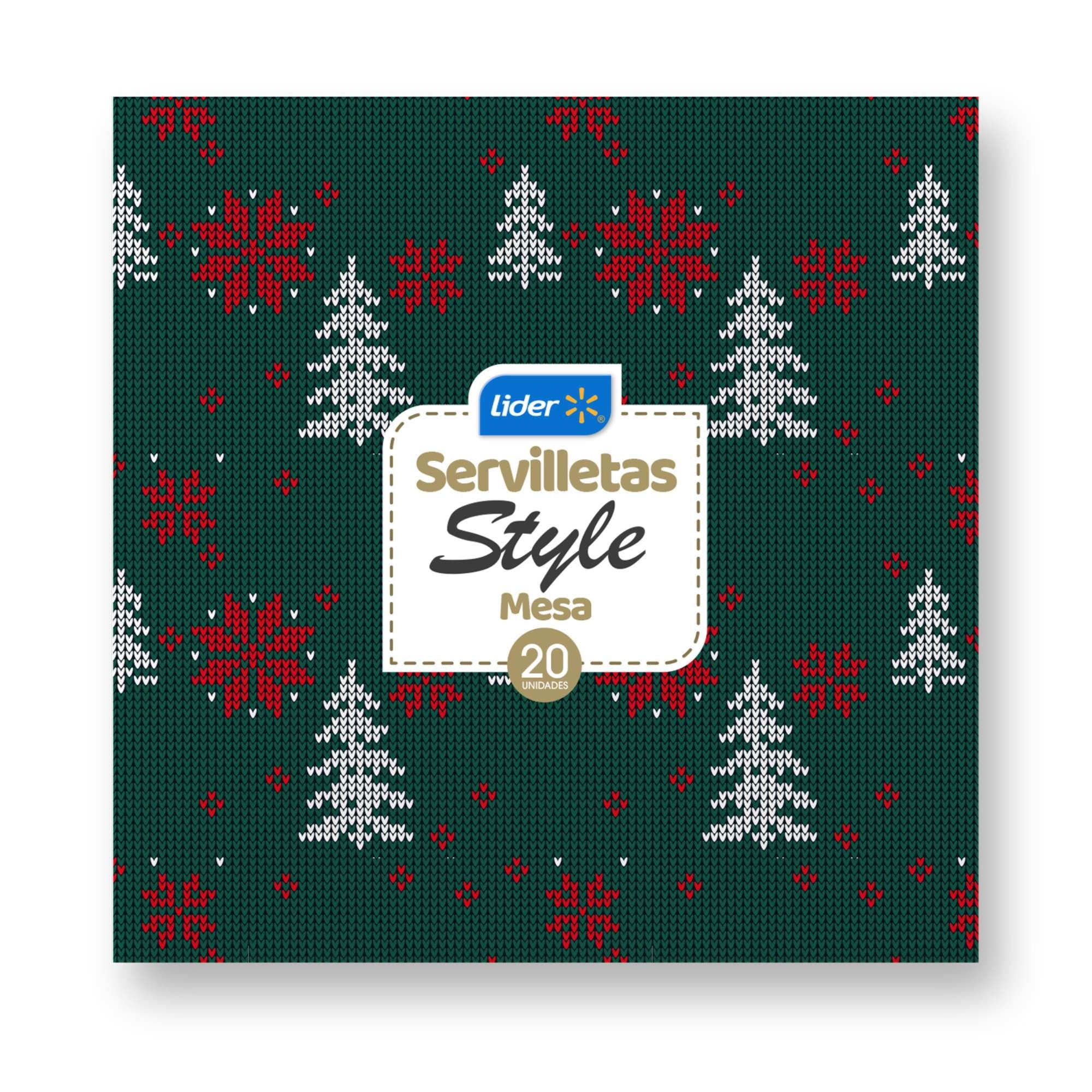 Servilletas Doble Hoja Navidad 33x33cm 20 Un Lider