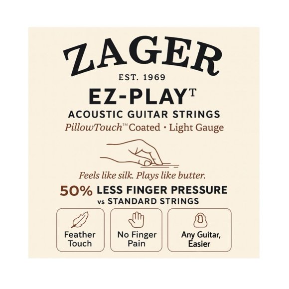 Cuerdas para Guitarra Acústica Zager EZ-Play Ligera Recubierta
