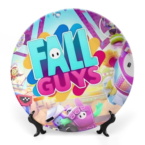 Fall Guys Plato decorativo de porcelana fina (bone china), plato decorativo de cerámica para hogar, oficina, soporte de pared, platos decorativos para dormitorio - 6 pulgadas (15 cm)