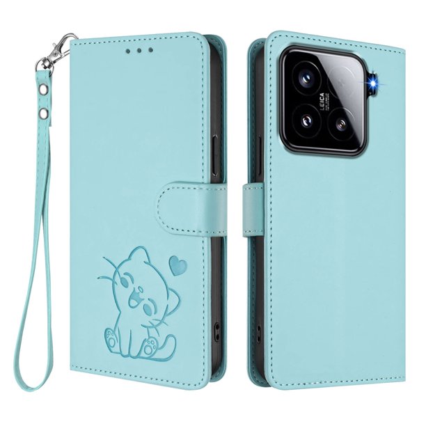 Carcasa Billetera de Cuero Sintético para Xiaomi 15, Verde Claro