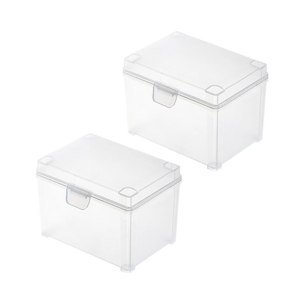 2 Cajas De Almacenamiento Transparentes Con Tapa, Organizadores De Escritorio Para Tarjetas, Escritorio Del Hogar