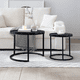 thumbnail image 1 of Set 2 Coffee Table Nesting Black top Black Frame Circular Round and Marble Pattern Wooden Tables, Living Room Bedroom Apartment Modern Industrial Simple Nightstand, 1 of 3