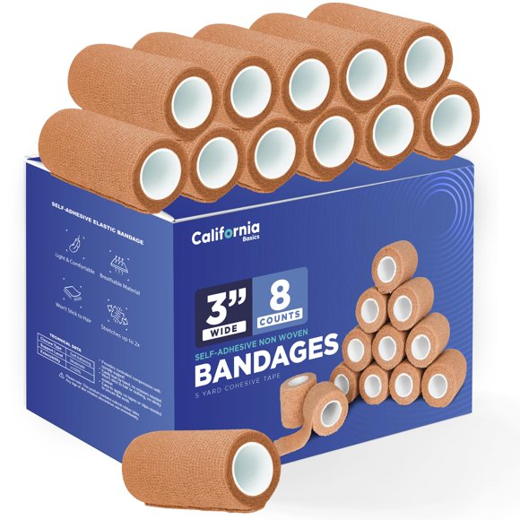 Vendajes autoadhesivos California Basics, paquete de 8, 7,6 cm x 4,6 m