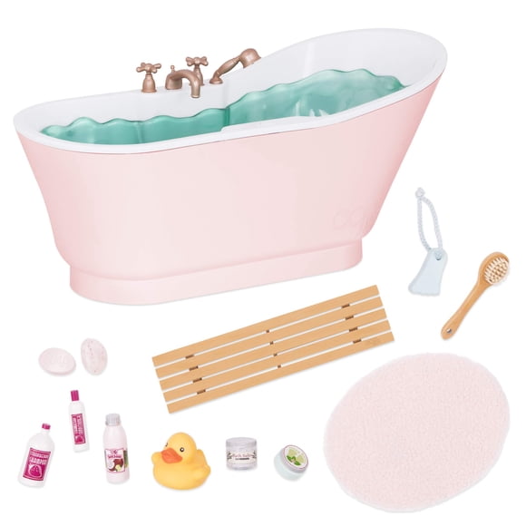 Set de baño de juguete y burbujas de lujo para 18 muñecas de nuestra generación
