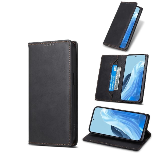 Funda tipo cartera con bloqueo RFID para Samsung Galaxy M35 Con tapa abatible, portatarjetas, cierre magnético, TPU y soporte Negro