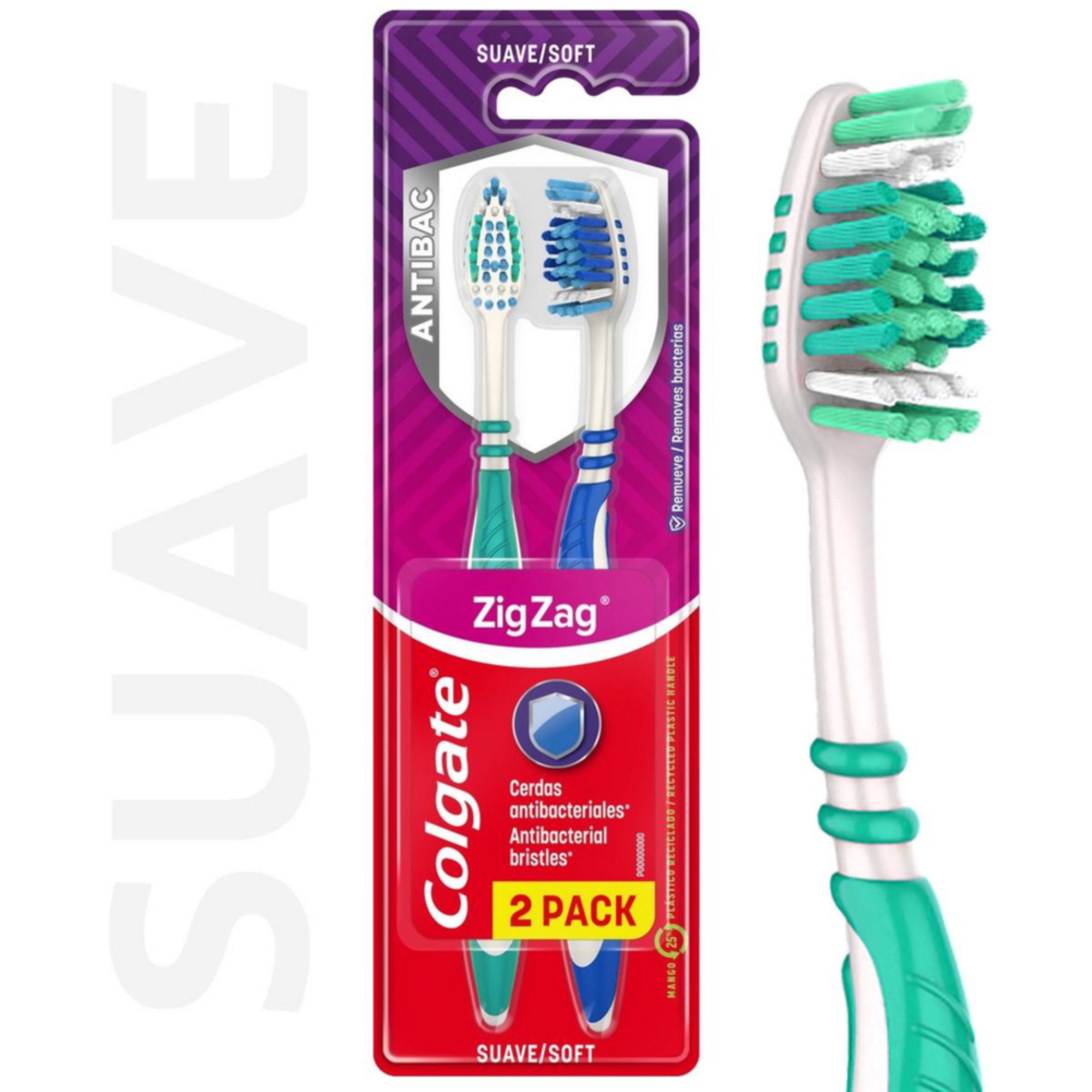 Cepillo De Dientes Medio Zigzag Antibac Suave 2 Un Colgate