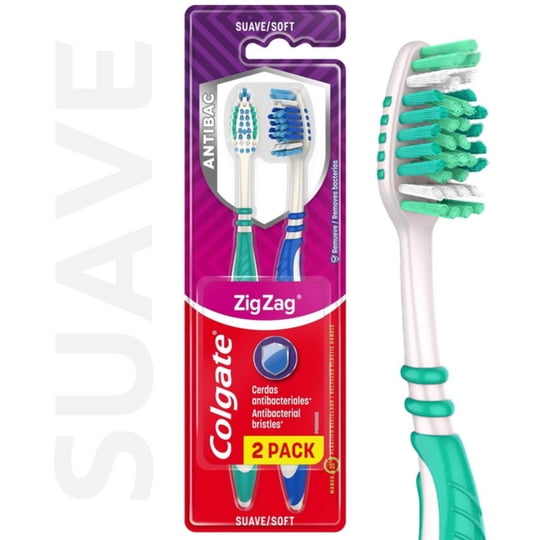Cepillo De Dientes Medio Zigzag Antibac Suave 2 Un Colgate