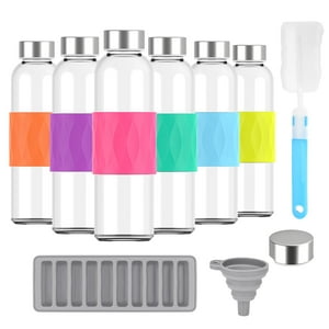 Botellas De Agua De Vidrio Zukro 530 Ml Con Tapa De Acero Inoxidable, Juego De 6