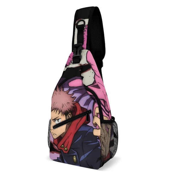 Jujutsu Kaisen Riñonera Bandolera con Estampado Integral para Hombres y Mujeres, Bolso Cruzado Gráfico de Tendencia, Mochila de Hombro Streetwear para Ciclismo y Deportes, Riñonera Versátil Casual