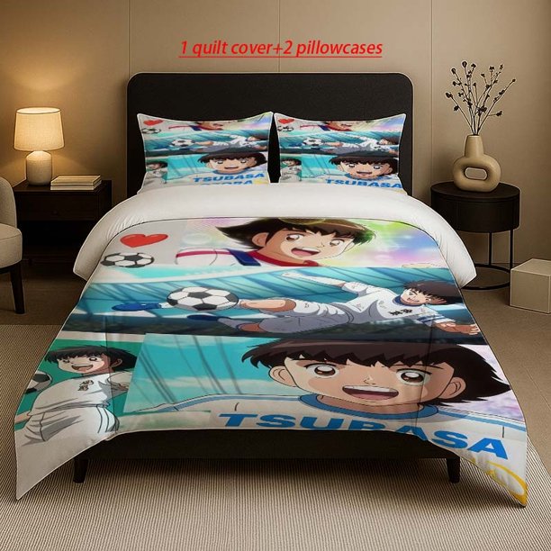 Oku Tsubasa Soccer Player Print Bedding Set Soft and Comfortable Bedding Set Suitable