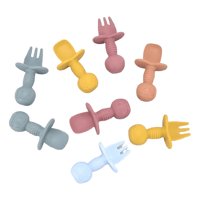 Genérico - Set 3 Cubierto + Cuchara Silicona Entrenamiento Bebes Lau