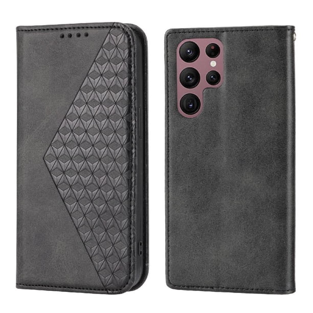 Funda Flip FOXDOCK para Samsung Galaxy S23 Ultra , Estilo Billetera con Diseño Rombo, Correa de Mano y Soporte, Uso Diario