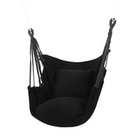 Magideal - Hamaca Silla Colgante Cuerda Silla Para Exteriores Interior Resistente Camping Hamaca Asiento Cojines Incluidos Tejido Para Playa Patio Terraza Jardín Negro
