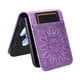 thumbnail image 4 of Funda tipo cartera FOXDOCK para Samsung Galaxy Z Flip 4 , diseño girasol en relieve, cuero PU, cierre magnético, soporte y tarjetero, 4 of 5