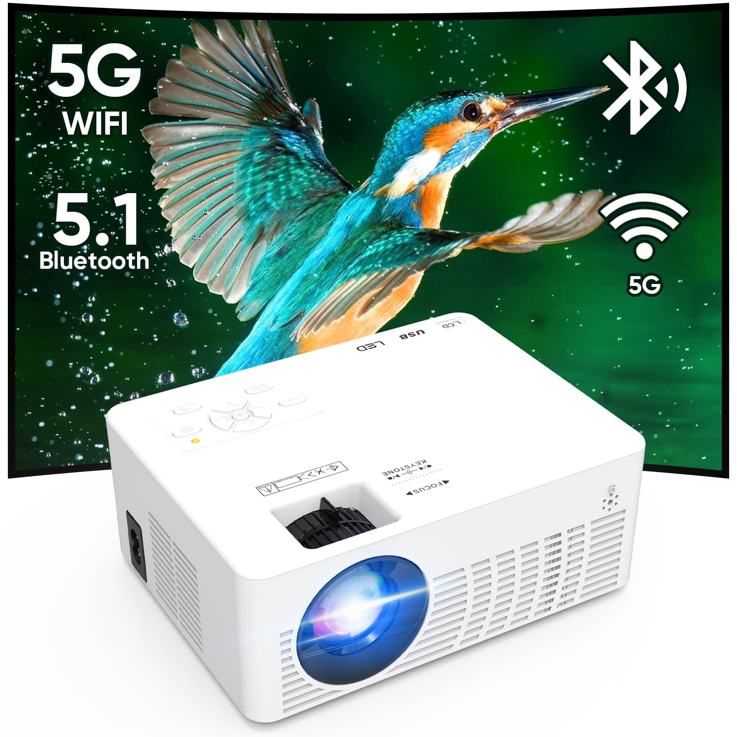 Miniproyector Keepwise 720p Nativo 1080p Compatible Con Wifi/bluetooth
