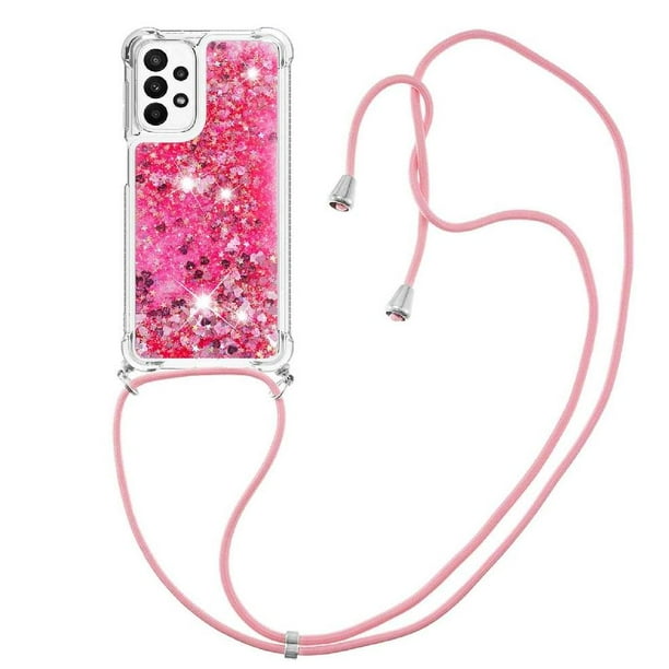 Funda FOXDOCK para Samsung Galaxy M23 con Cuerda Ajustable, Brillo Líquido, Protección Antigolpes y Lente – Ideal para Regalo