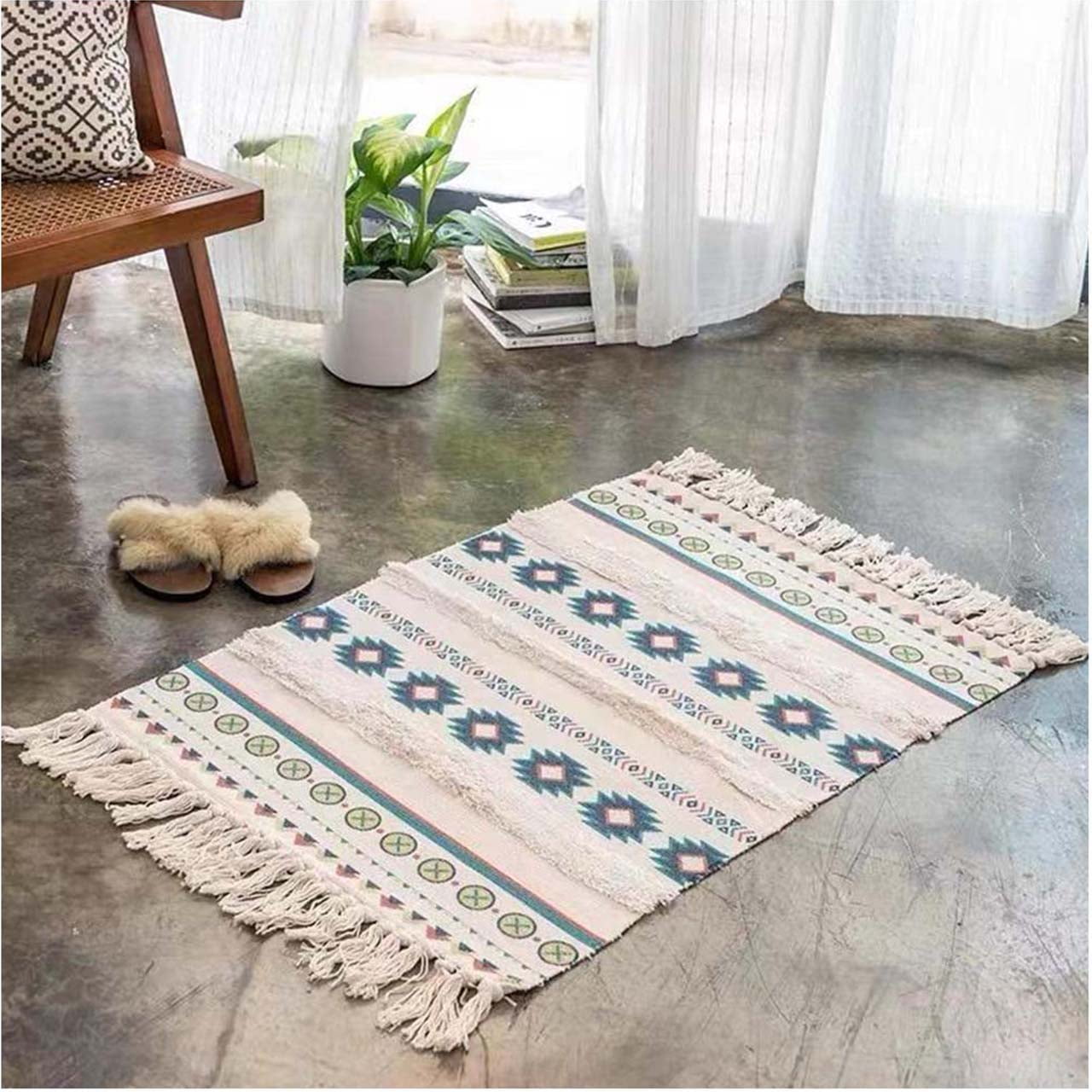 Bajada De Cama Bordada Kilim De Estilo Etnico 60X100 Cm