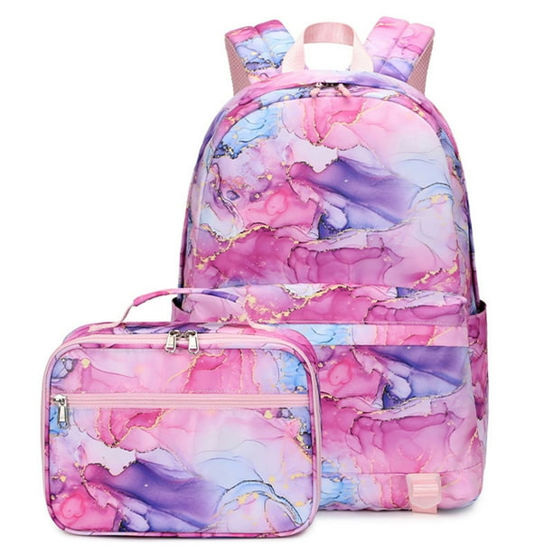 Girls Bookbags Back Pack School Bag for Teens Girl Elementary Middle School Student Waterproof Backpack with Insulated Lunch Bag