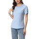 thumbnail image 4 of INSPIRE CHIC Edición Mujeres 1950s Cuello Redondo Mangas Cortas Tops a Cuadros S Azul, 4 of 6