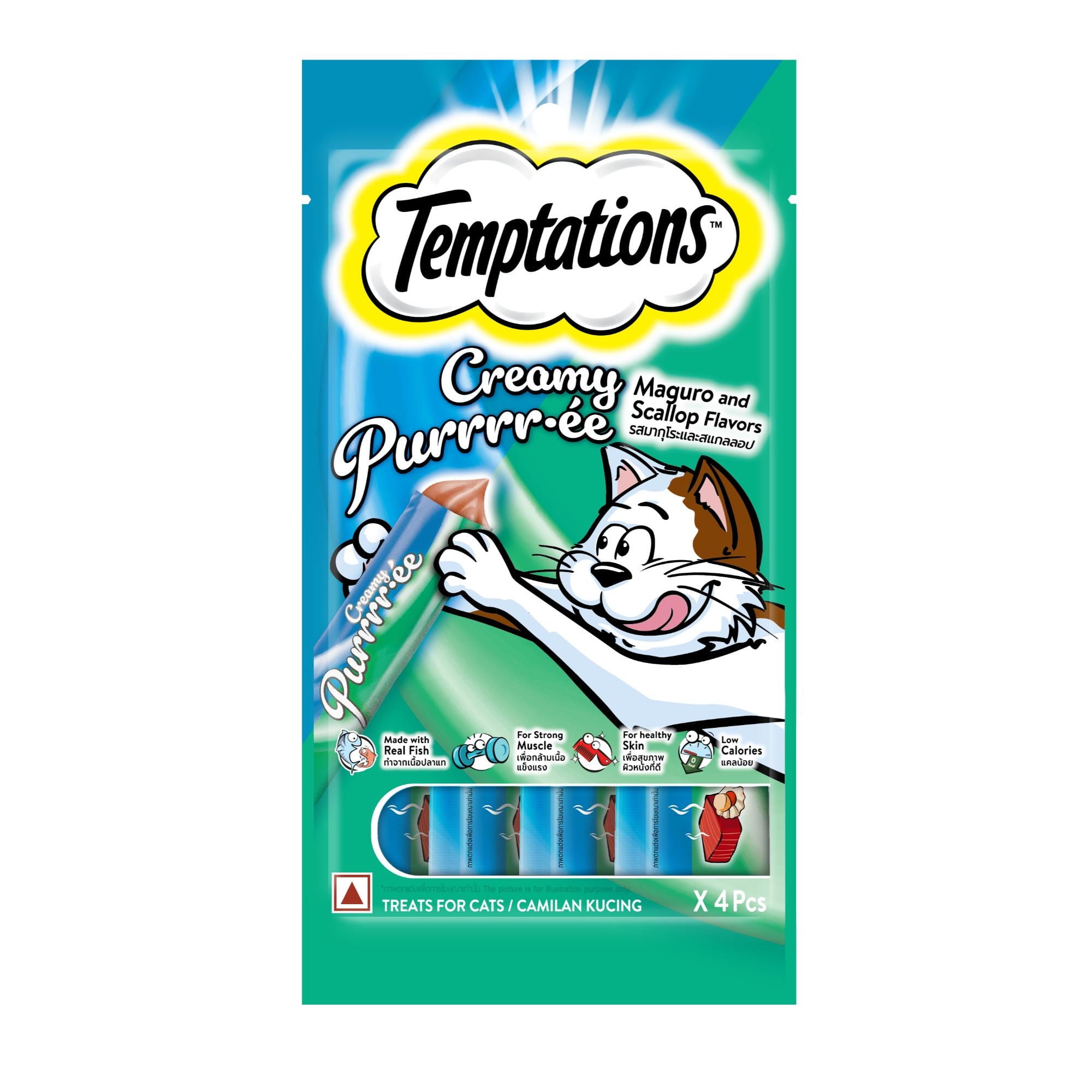 Snacks Húmedo Gato Sabor Maguro Y Vieras 48 g TEMPTATIONS