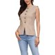 thumbnail image 4 of INSPIRE CHIC Chaleco de Traje a Cuadros para Mujer Gingham Sin Mangas Oficina Cuello Redondo Blazer Chaleco de Negocios M Caqui, 4 of 6