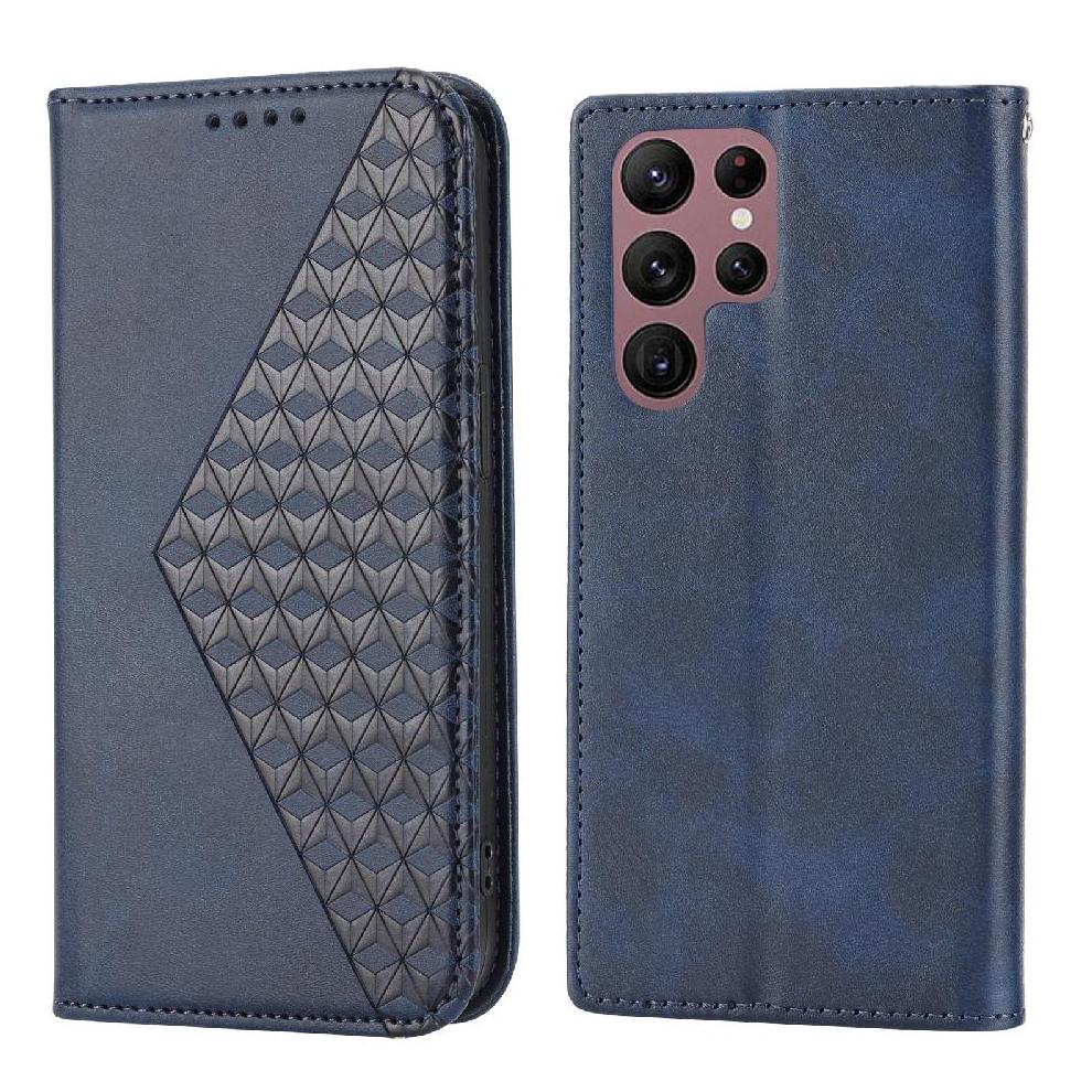 Funda Flip Foxdock Para Samsung Galaxy S22 Ultra , Estilo Billetera Con Diseño Rombo, Correa De Mano Y Soporte, Uso Diario