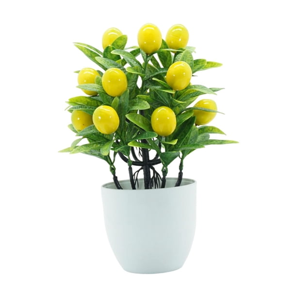 Mini Planta Artificial Decorativa De Fruta Falsa En Maceta Para Baño, Oficina, Mesa, Limón