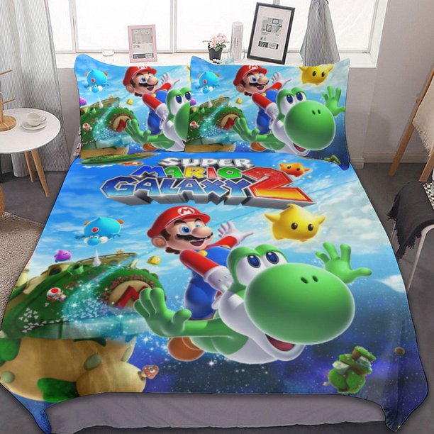 Mario Duvet Cover Set 3-Piece Bedding Set Soft Warm And Comfortable Soft Bed Set for Bedroom All Season Bed Sheets