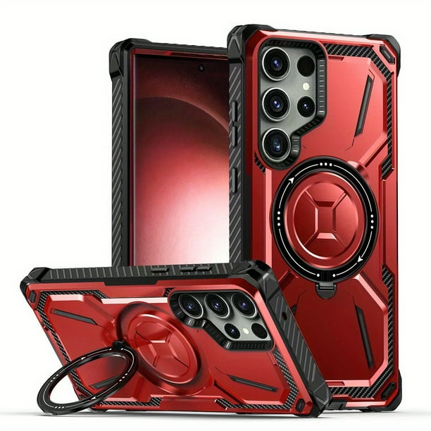For Samsung Galaxy S23 S22 S21 Ultra S23 Plus Case Metal Kickstand Magnetic Case , Heavy Duty Bumper Shockproof Phone Case