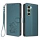 thumbnail image 1 of Infinix Hot 50 5G Funda Billetera con Estampado de Gato, Verde Oscuro, 1 of 6