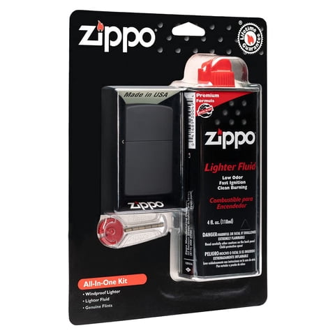 Kit Todo En Uno De Encendedor Zippo A Prueba De Viento Con Líquido Para Encendedores