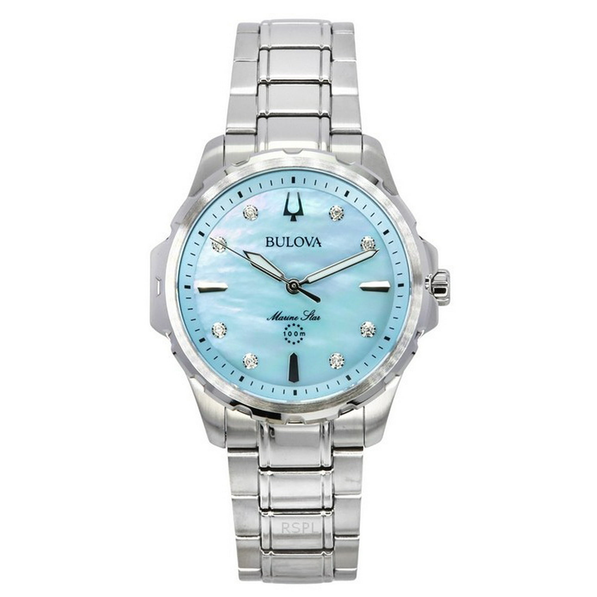 Bulova - Reloj 96p248 Marine Star Para Mujer Con Esfera Azul Nácar Y Brazalete De Acero