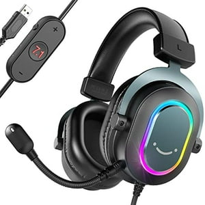 Audífonos Para Juegos Fifine Con Micrófono- Sonido Envolvente 7.1- Usb- Ps4/Ps5- Eq Mode- Rgb- Suaves- Ampligame H6