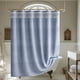 thumbnail image 2 of Cortina de baño AmazerBath azul estilo boho de lino sintético 183x183 cm, 2 of 8