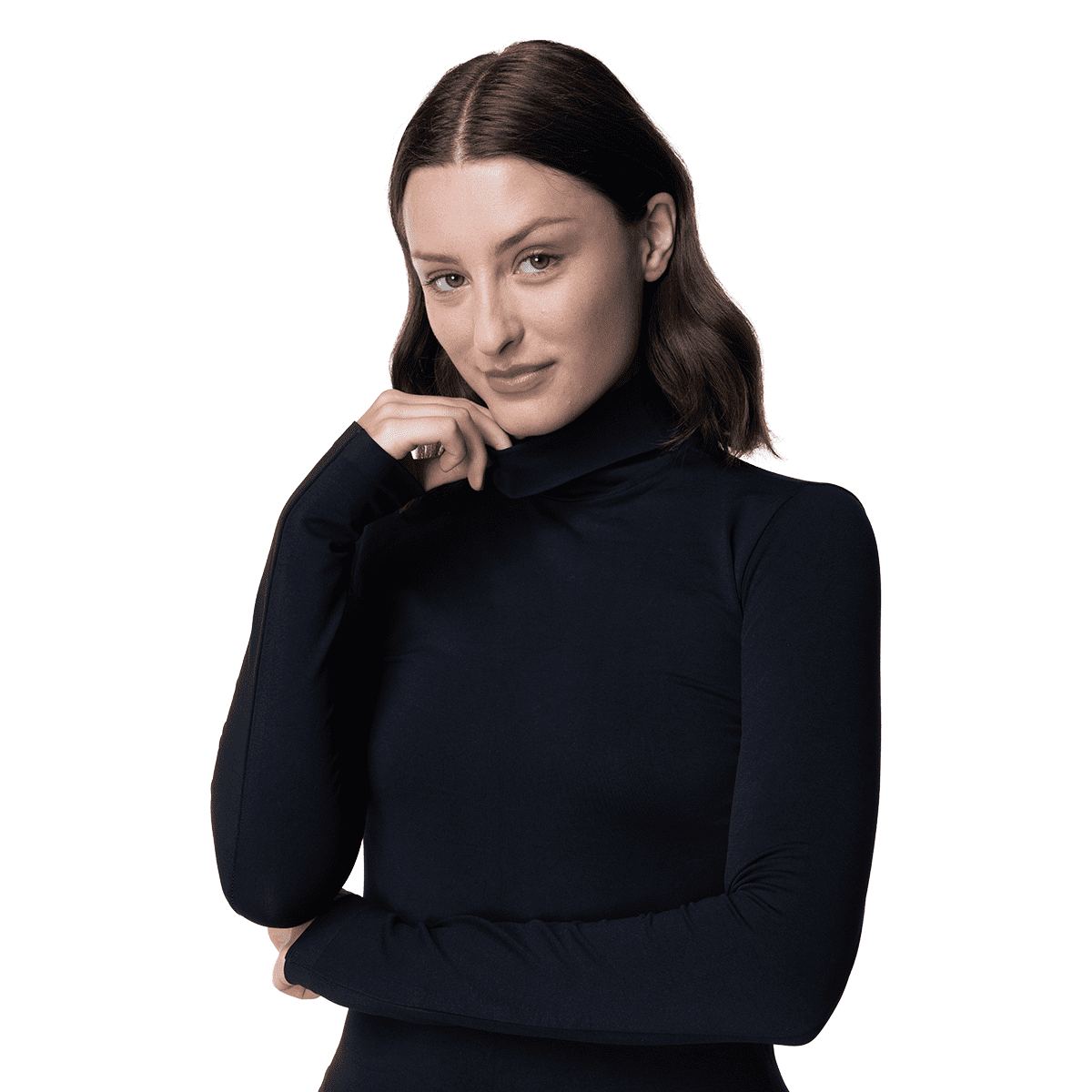 Top - Camiseta Manga Larga Microfibra Mujer-cuello Tortuga