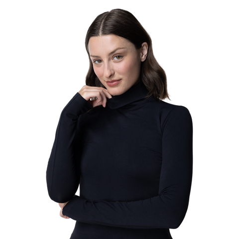 Top - Camiseta Manga Larga Microfibra Mujer-Cuello Tortuga