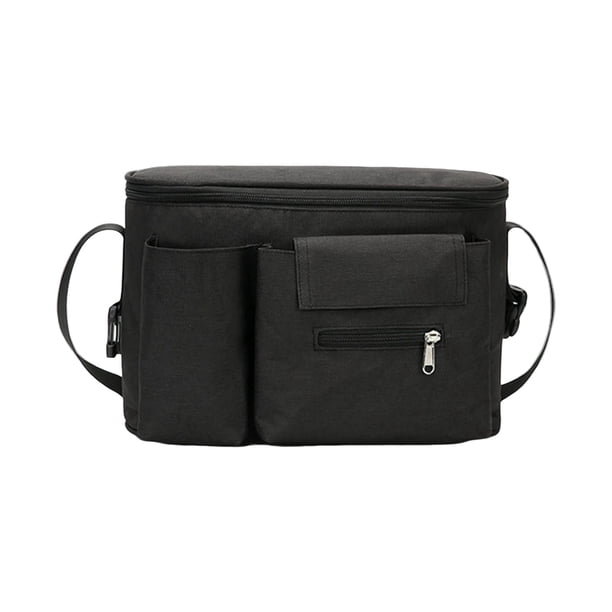 Bolsa De Almacenamiento Portátil Portavasos Botella Pañal Bebé Juguete Cochecito Organizador Negro