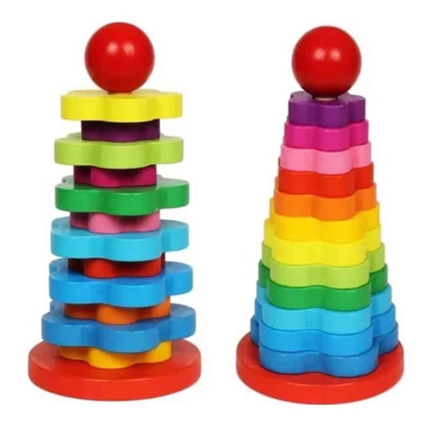 Linea Sport - Juguete Torre Apilable Madera Para Niños Didáctico Motricidad