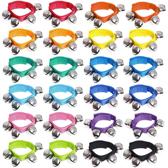 Pulseras con Cascabeles Augshy, 24 Unidades, 12 Colores Ajustables de Nylon