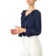 thumbnail image 2 of INSPIRE CHIC Blusa con Volantes para Mujer de Regreso a Clases Elegante para el Trabajo Cuello en V Manga Larga Top Elegante Azul Oscuro XL, 2 of 7