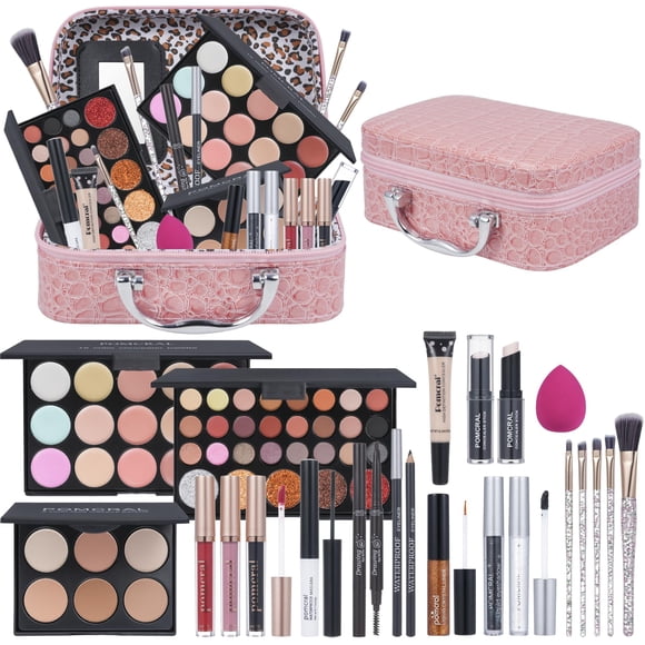 Kit de maquillaje pomcral Professional con paletas de sombras de ojos rosa