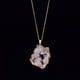 thumbnail image 1 of 1pc Irregular Hollow Agate Quartz Geode Slice Pendant Necklace with Amethyst Inlay and Gold Plated Edge, 1 of 4