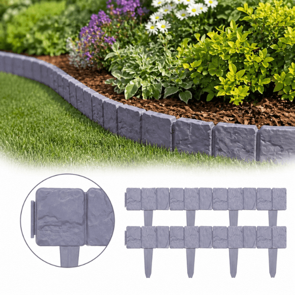 Borde Cerca Jardín Valla Estacas Diseño Piedra Adoquín 20 Pz