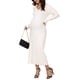 thumbnail image 4 of INSPIRE CHIC Vestido de Maternidad Ajustado de Punto Canalé de Manga Larga XL Beige, 4 of 6