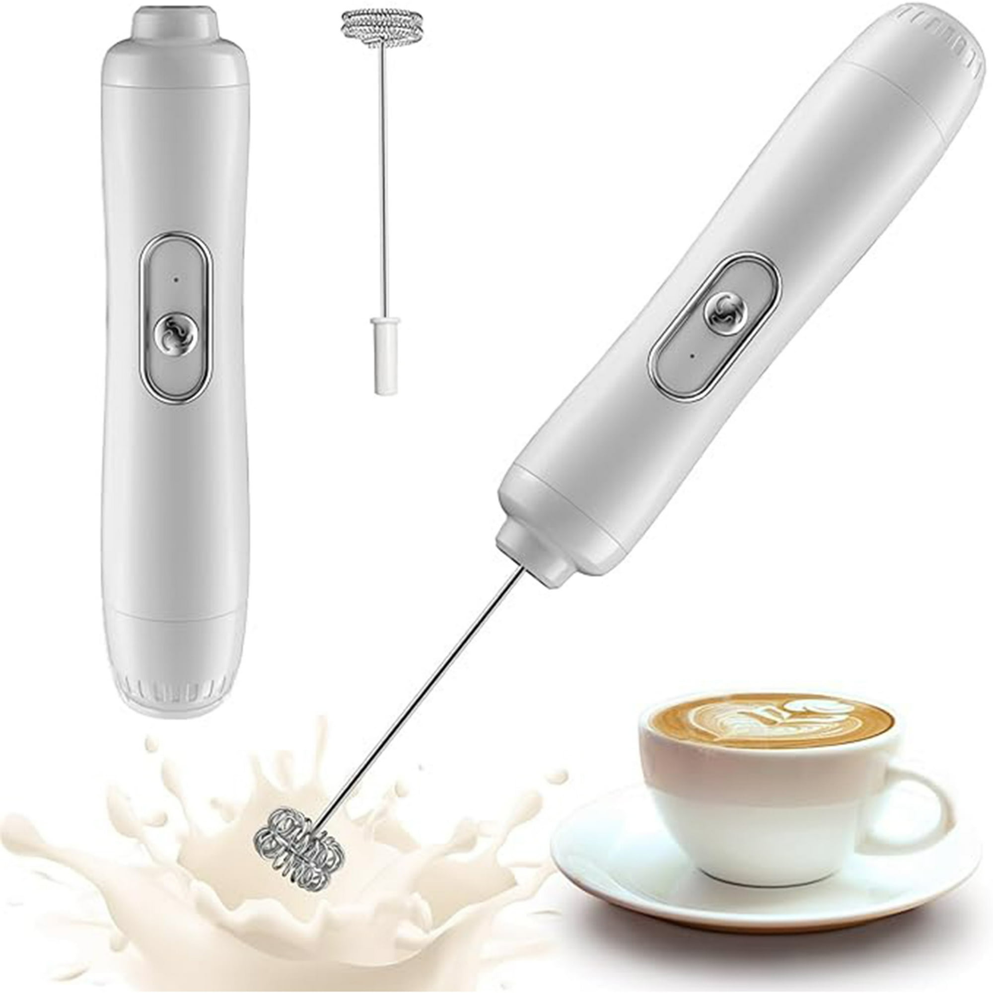 Veat00l - Espumador De Leche 2 En 1 - Agitador Eléctrico De Acero Inoxidable, Batidora De Mano Portátil Para Espuma De Leche, Café, Capuchino Y Jugo