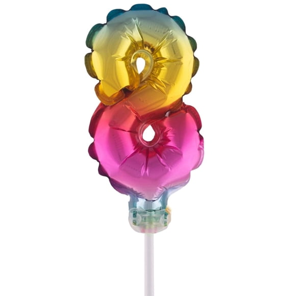 Globo para decoración de tartas, número 8, diseño de arcoíris, divertido, a la moda