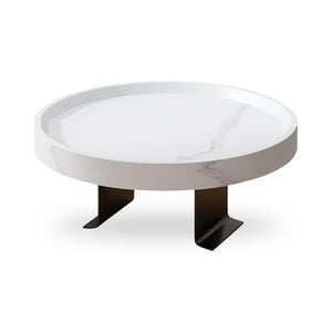 Santú Home & Deco - Mesa Brazo De Sofá Estilo Blanco Mármol Bandeja Posavasos