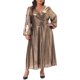 thumbnail image 1 of Agnes Orinda Disfraces de Halloween para Mujeres Tallas Grandes Vestidos de Fiesta de Escuela y Universidad Metálico con Cuello en V Fruncido y Mangas de Linterna Vestido de Noche Elegante L Dorado, 1 of 6