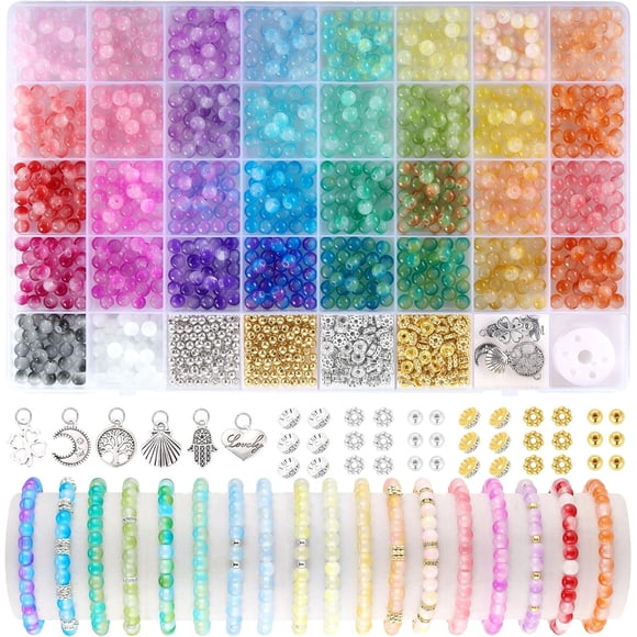 Cuentas de vidrio Funtopia 6 mm 1396 pz gradiente 34 colores